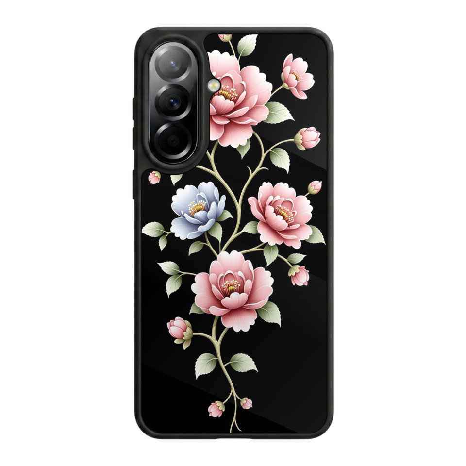 Samsung Galaxy A57 Uyumlu Yaldizli Cicek Tasarımlı Glossy Premium Kılıf