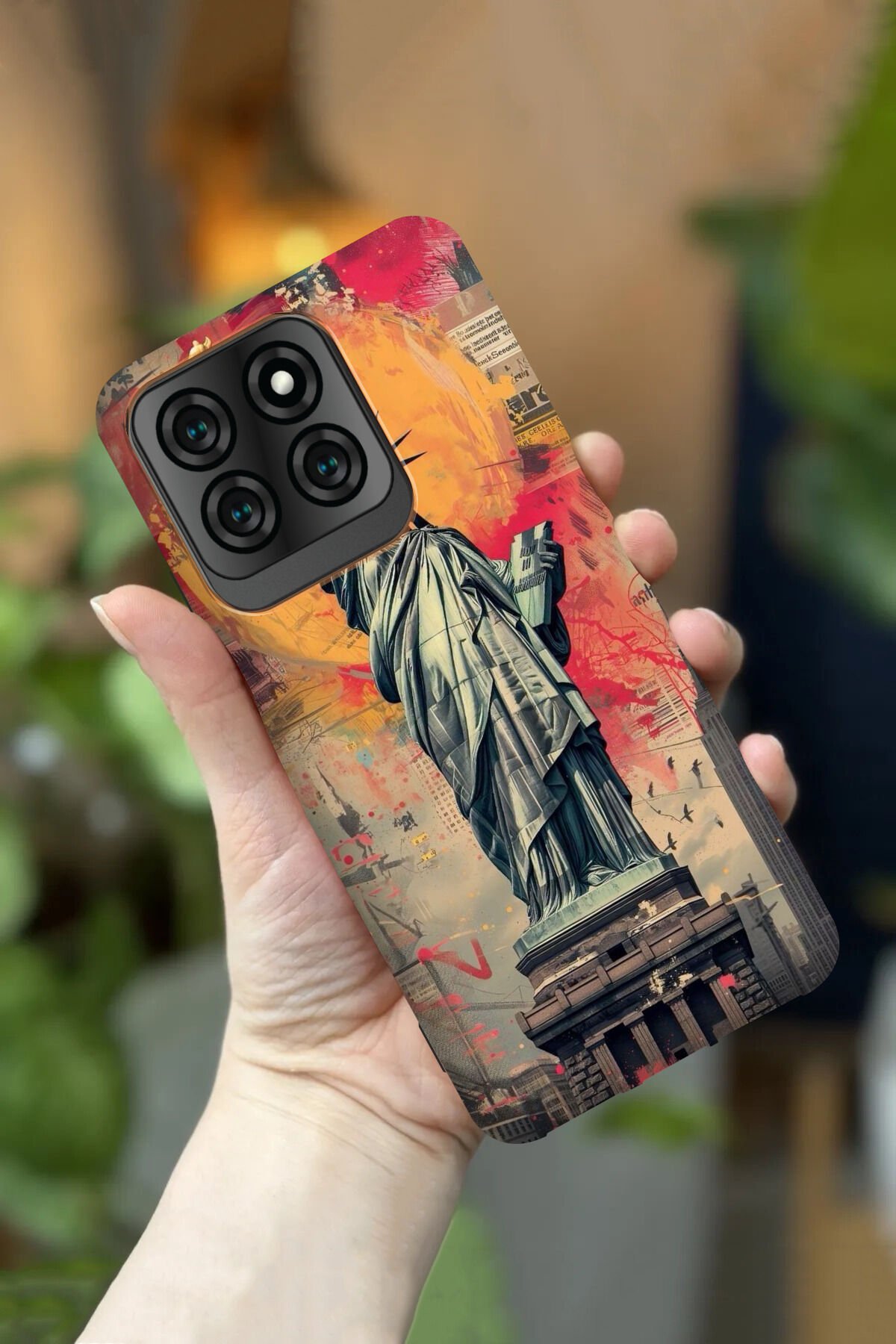 Reeder S71 Uyumlu Kamera Korumalı Özgürlük Heykeli Desenli HD Baskılı Silikon Kılıf