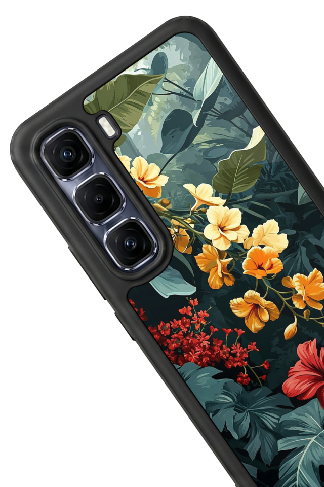 Infinix Hot 60 Pro Plus Uyumlu Botanik Tasarımlı Glossy Premium Kılıf