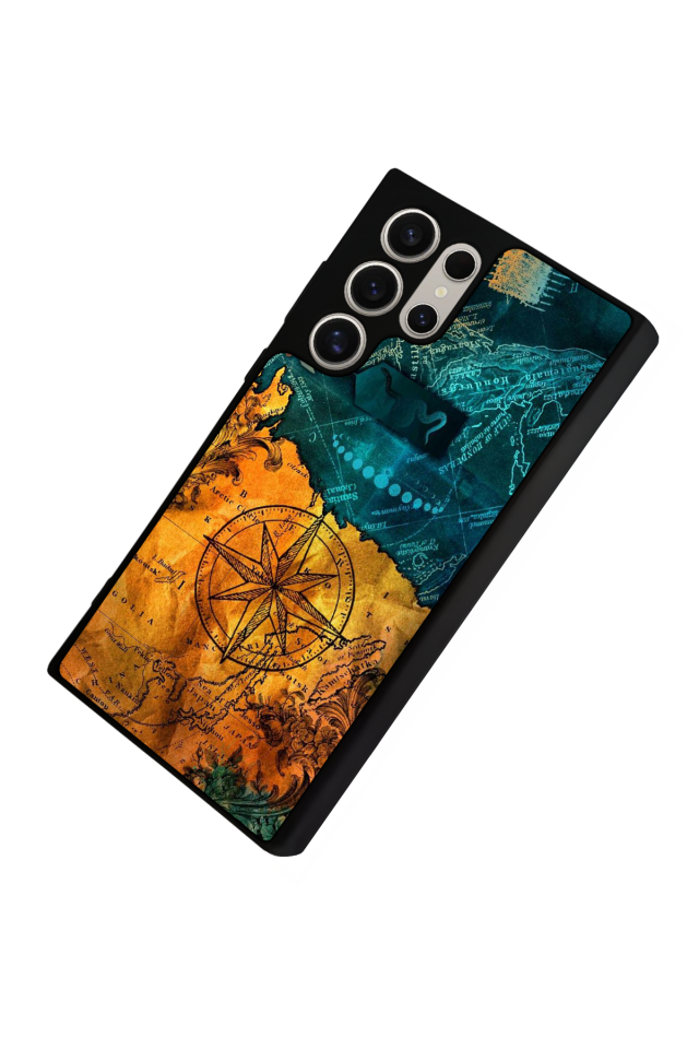 Samsung Galaxy S23 Ultra Uyumlu Harita Tasarımlı Glossy Premium Kılıf