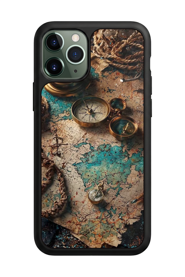 iPhone 11 Pro Uyumlu Harita Tasarımlı Glossy Premium Kılıf