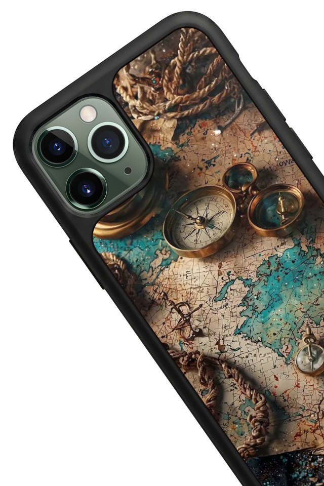 iPhone 11 Pro Uyumlu Harita Tasarımlı Glossy Premium Kılıf