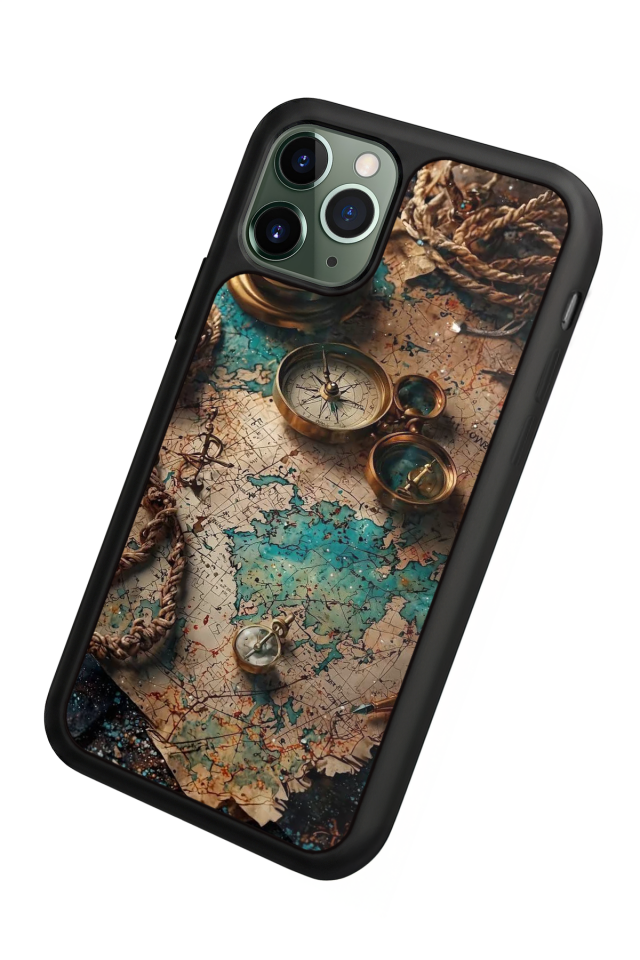 iPhone 11 Pro Uyumlu Harita Tasarımlı Glossy Premium Kılıf