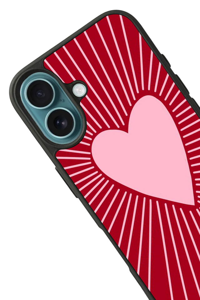 iPhone 16 Plus Uyumlu Kalp Love Tasarımlı Glossy Premium Kılıf