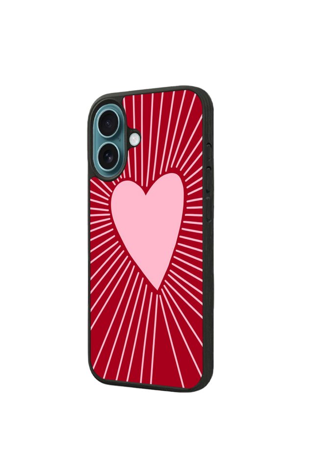 iPhone 16 Plus Uyumlu Kalp Love Tasarımlı Glossy Premium Kılıf