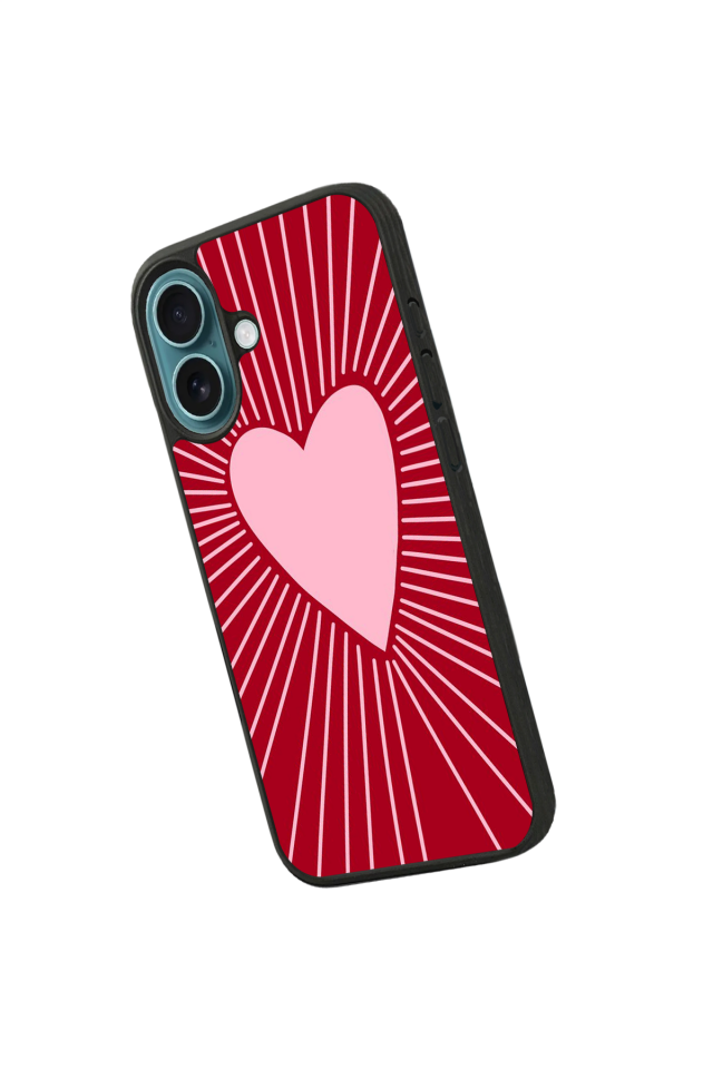 iPhone 16 Plus Uyumlu Kalp Love Tasarımlı Glossy Premium Kılıf