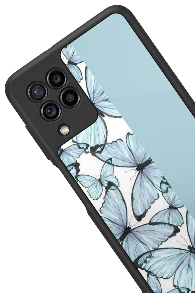 Samsung Galaxy M32 Uyumlu Kelebek Tasarımlı Glossy Premium Kılıf