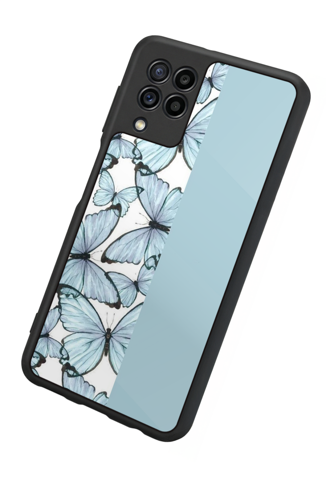 Samsung Galaxy M32 Uyumlu Kelebek Tasarımlı Glossy Premium Kılıf