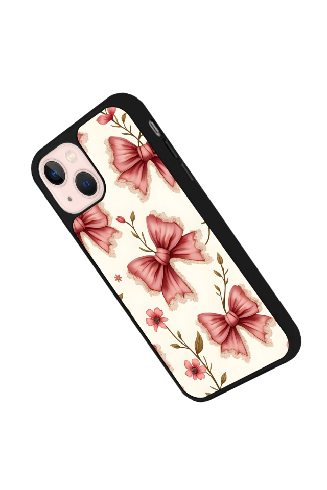 iPhone 14 Plus Uyumlu Kurdele Tasarımlı Glossy Premium Kılıf