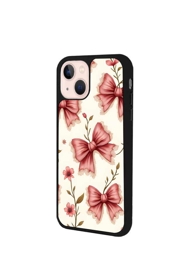 iPhone 14 Plus Uyumlu Kurdele Tasarımlı Glossy Premium Kılıf