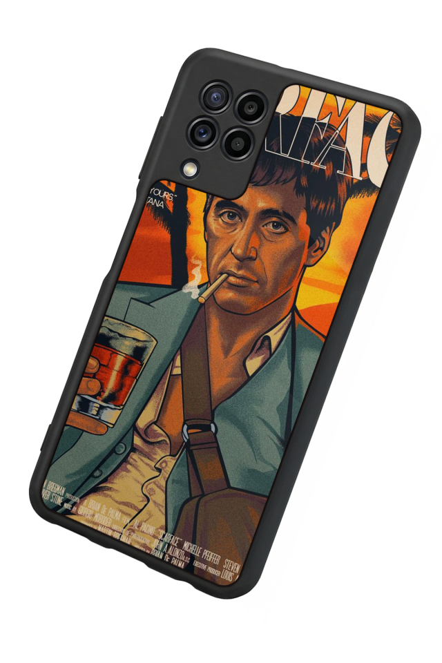Samsung Galaxy M22 Uyumlu Scarface Tasarımlı Glossy Premium Kılıf
