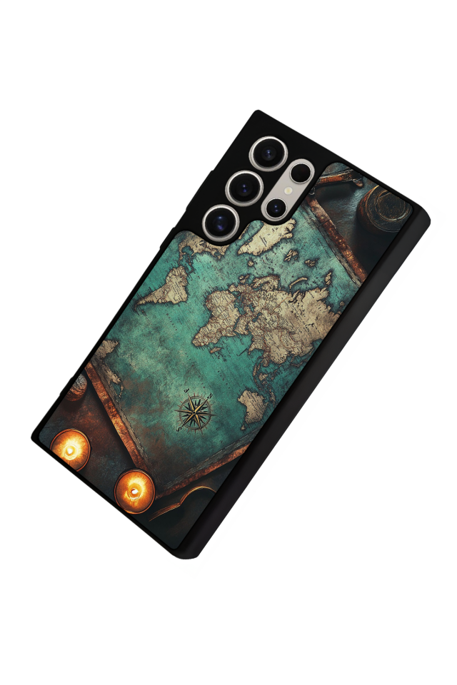 Samsung Galaxy S23 Ultra Uyumlu Harita Tasarımlı Glossy Premium Kılıf