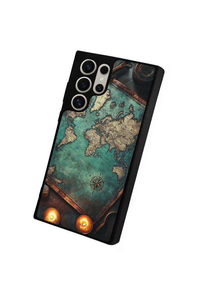 Samsung Galaxy S23 Ultra Uyumlu Harita Tasarımlı Glossy Premium Kılıf