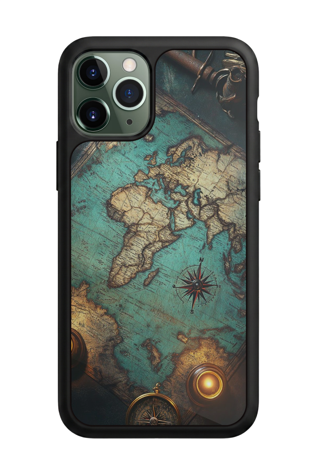 iPhone 11 Pro Uyumlu Harita Tasarımlı Glossy Premium Kılıf