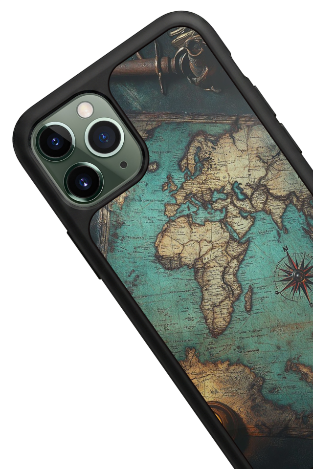 iPhone 11 Pro Uyumlu Harita Tasarımlı Glossy Premium Kılıf