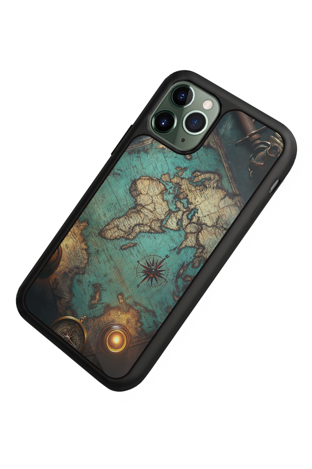 iPhone 11 Pro Uyumlu Harita Tasarımlı Glossy Premium Kılıf