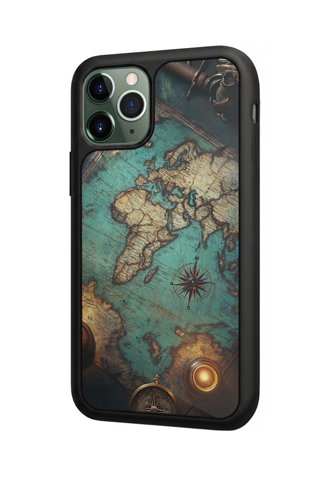 iPhone 11 Pro Uyumlu Harita Tasarımlı Glossy Premium Kılıf