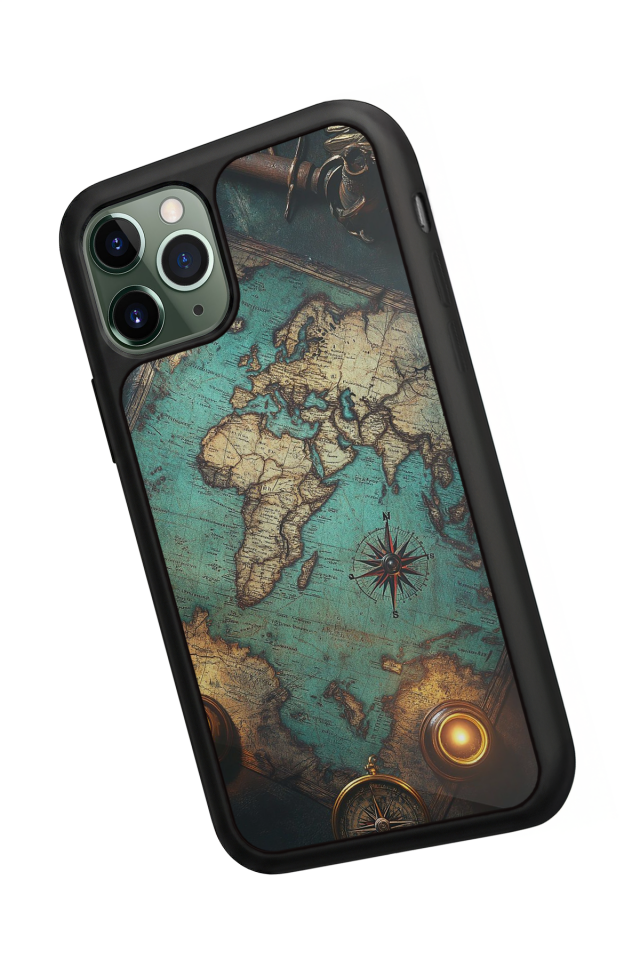 iPhone 11 Pro Uyumlu Harita Tasarımlı Glossy Premium Kılıf