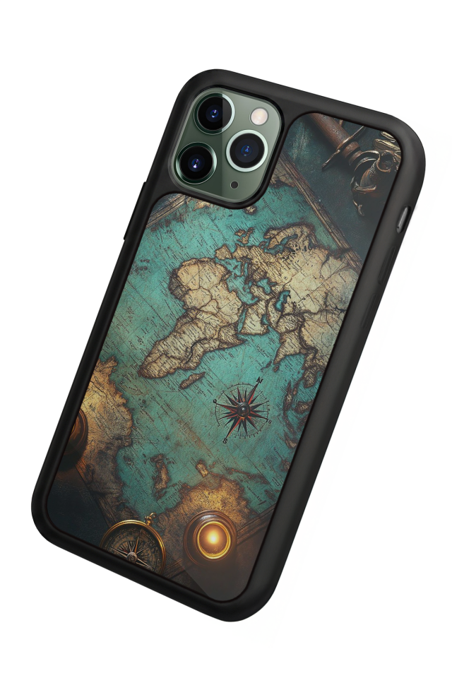 iPhone 11 Pro Uyumlu Harita Tasarımlı Glossy Premium Kılıf