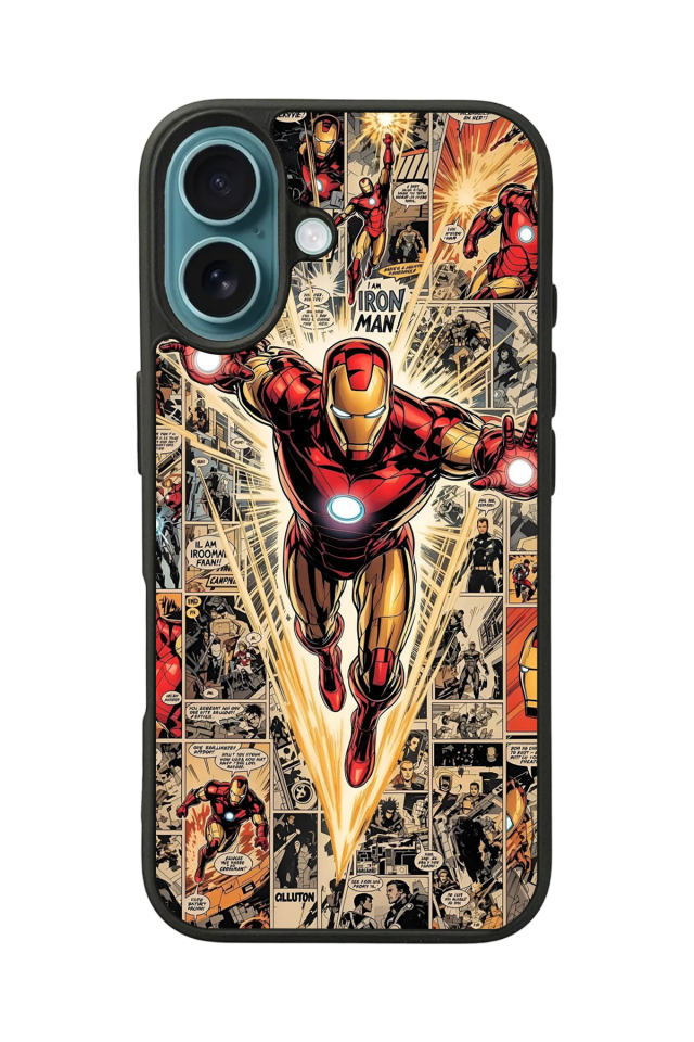 iPhone 16 Uyumlu  Iron Man ( Demir Adam ) Tasarımlı Glossy Premium Kılıf