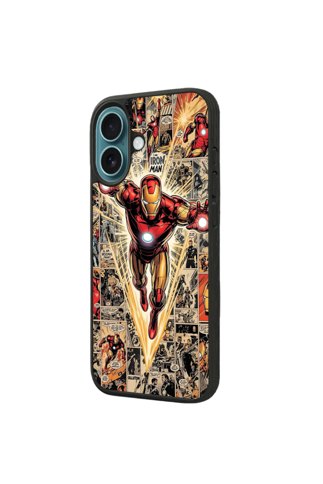 iPhone 16 Uyumlu  Iron Man ( Demir Adam ) Tasarımlı Glossy Premium Kılıf