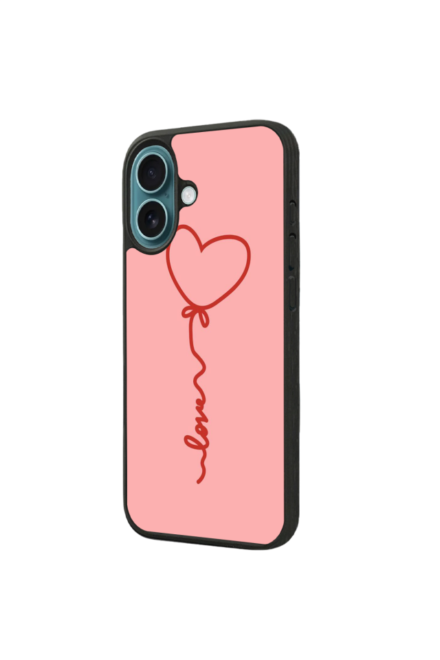 iPhone 16 Plus Uyumlu Kalp Love Tasarımlı Glossy Premium Kılıf