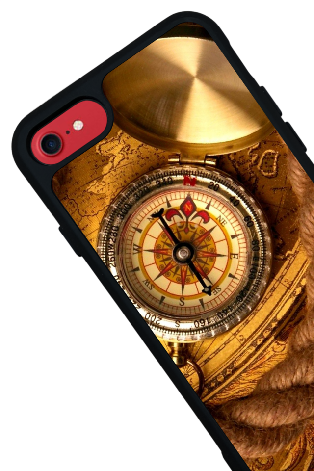 iPhone 8 Uyumlu Pusula Tasarımlı Glossy Premium Kılıf