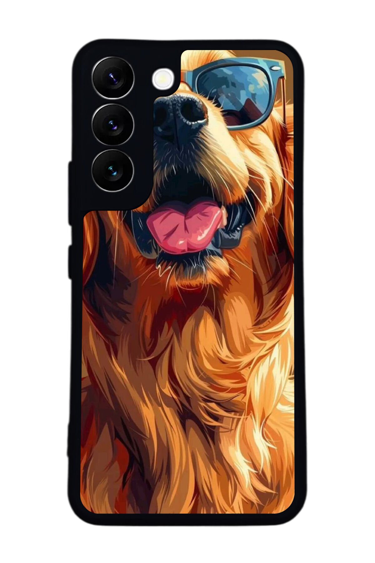 Samsung Galaxy S22 Uyumlu Golden Kopek Tasarımlı Glossy Premium Kılıf