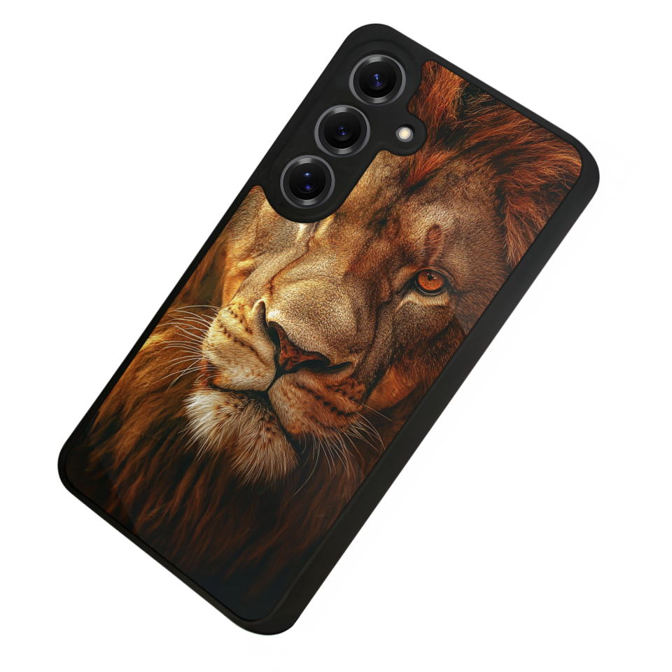 Samsung Galaxy S25 Uyumlu Aslan Tasarımlı Glossy Premium Kılıf