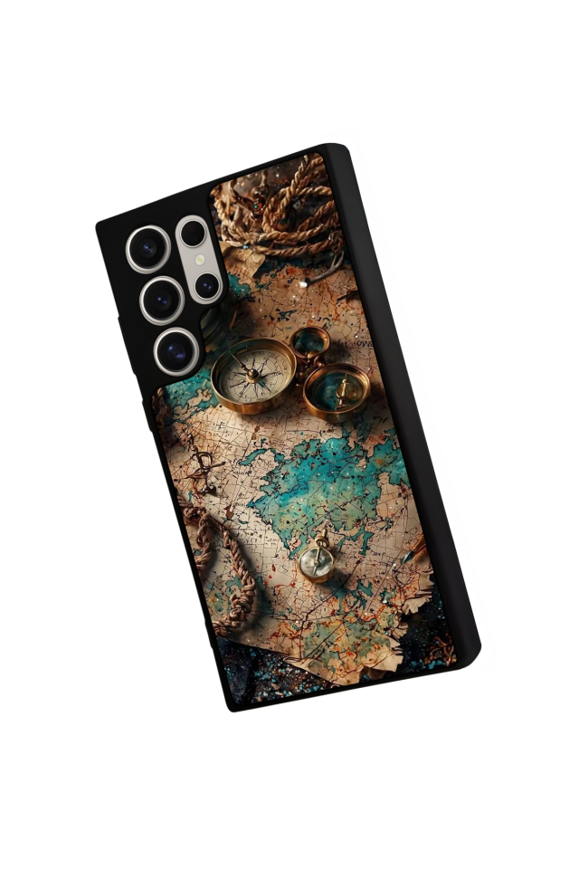 Samsung Galaxy S23 Ultra Uyumlu Harita Tasarımlı Glossy Premium Kılıf