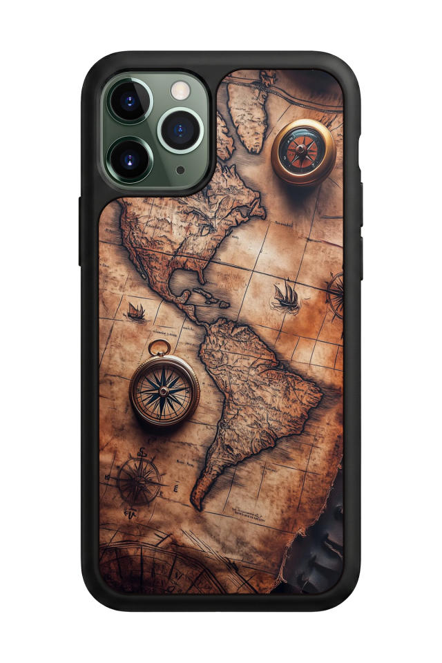 iPhone 11 Pro Uyumlu Harita Tasarımlı Glossy Premium Kılıf