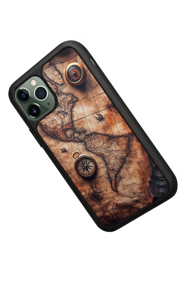 iPhone 11 Pro Uyumlu Harita Tasarımlı Glossy Premium Kılıf