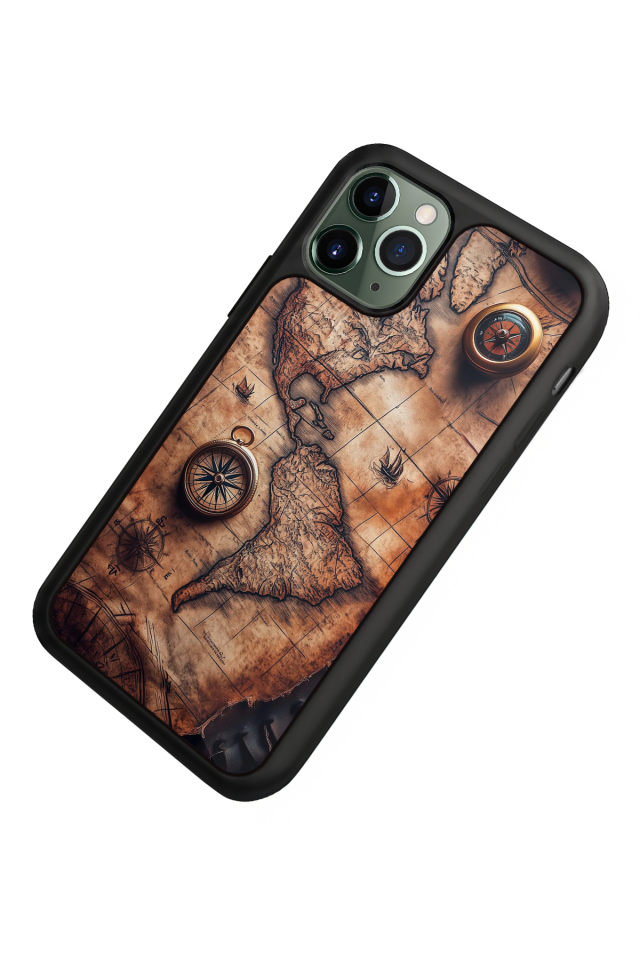 iPhone 11 Pro Uyumlu Harita Tasarımlı Glossy Premium Kılıf