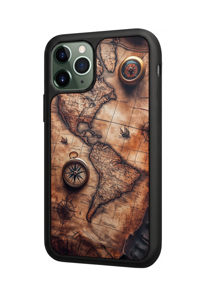 iPhone 11 Pro Uyumlu Harita Tasarımlı Glossy Premium Kılıf