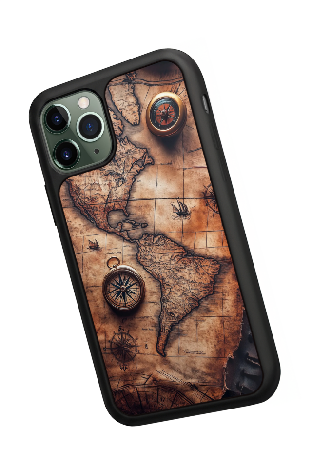 iPhone 11 Pro Uyumlu Harita Tasarımlı Glossy Premium Kılıf