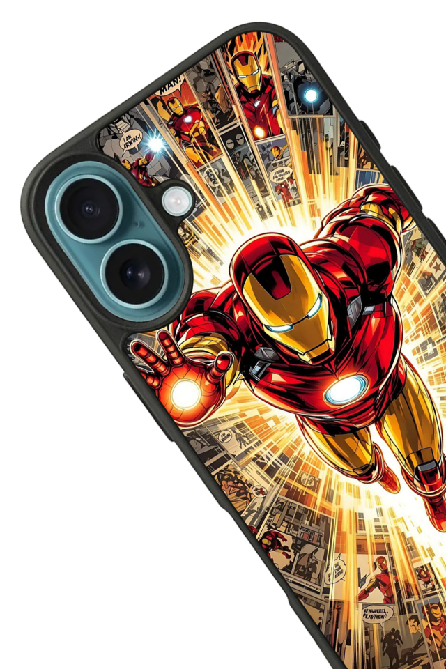 iPhone 16 Uyumlu  Iron Man ( Demir Adam ) Tasarımlı Glossy Premium Kılıf