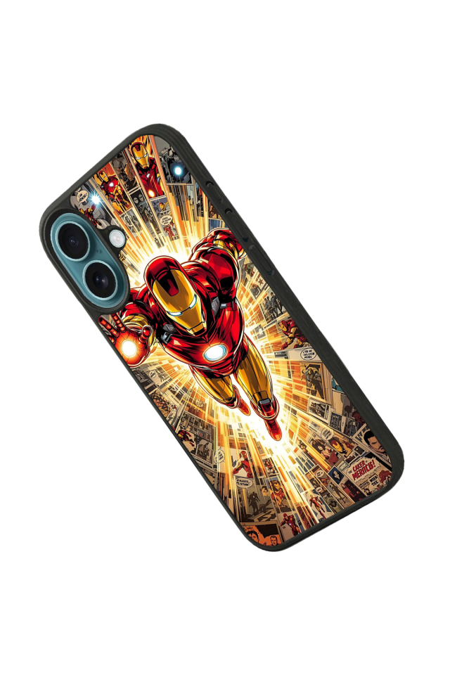 iPhone 16 Uyumlu  Iron Man ( Demir Adam ) Tasarımlı Glossy Premium Kılıf