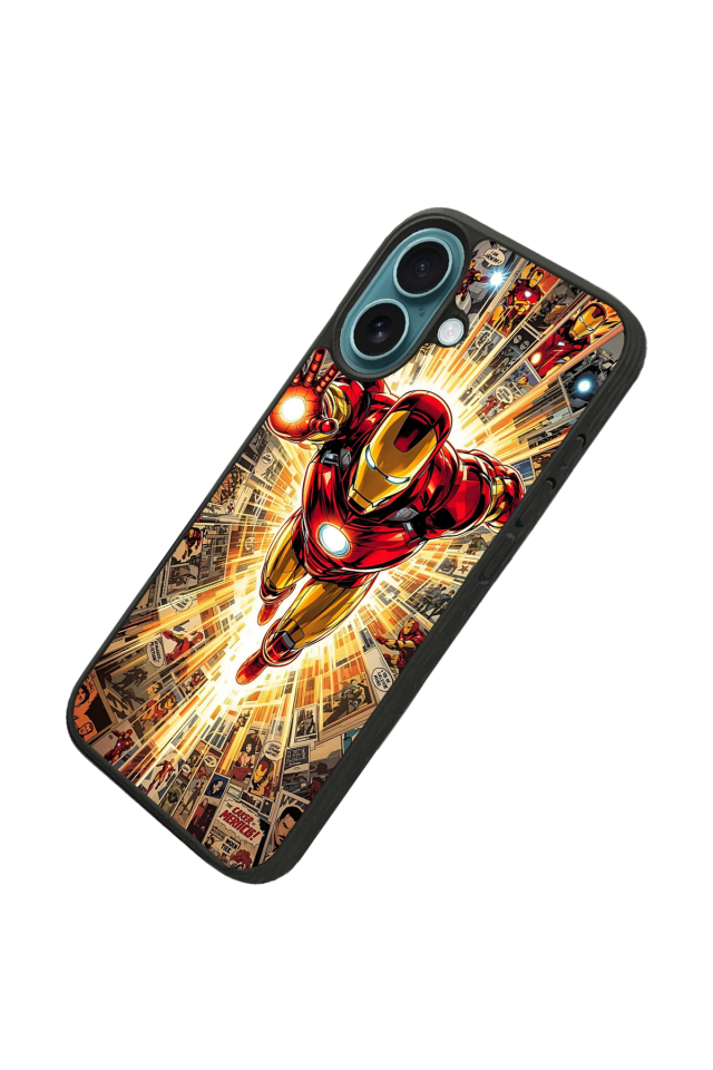 iPhone 16 Uyumlu  Iron Man ( Demir Adam ) Tasarımlı Glossy Premium Kılıf