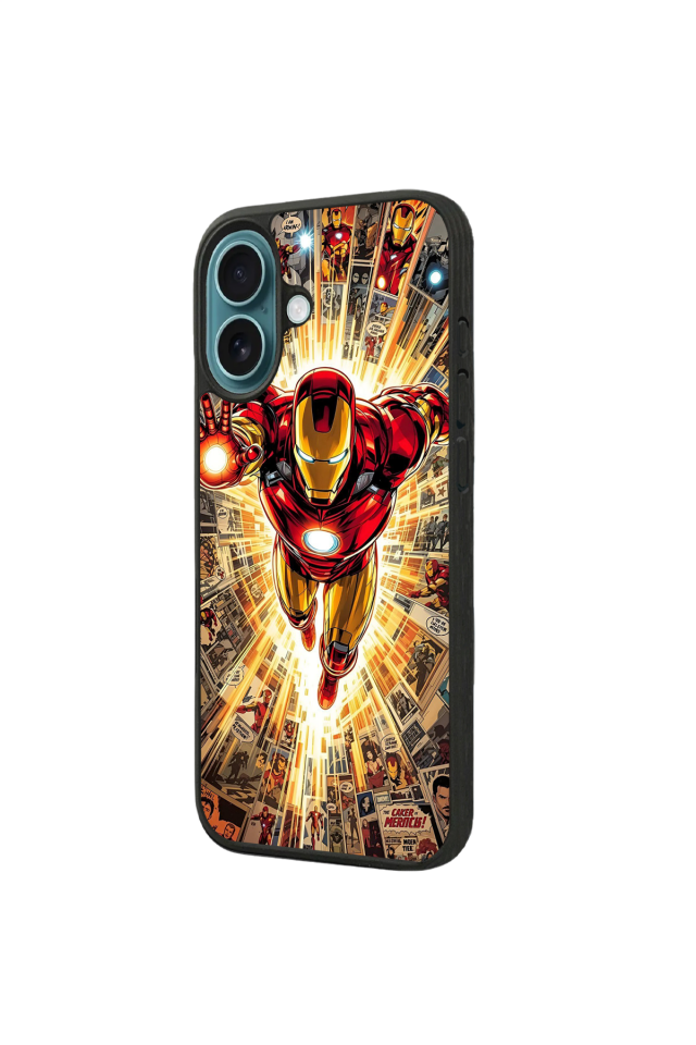 iPhone 16 Uyumlu  Iron Man ( Demir Adam ) Tasarımlı Glossy Premium Kılıf
