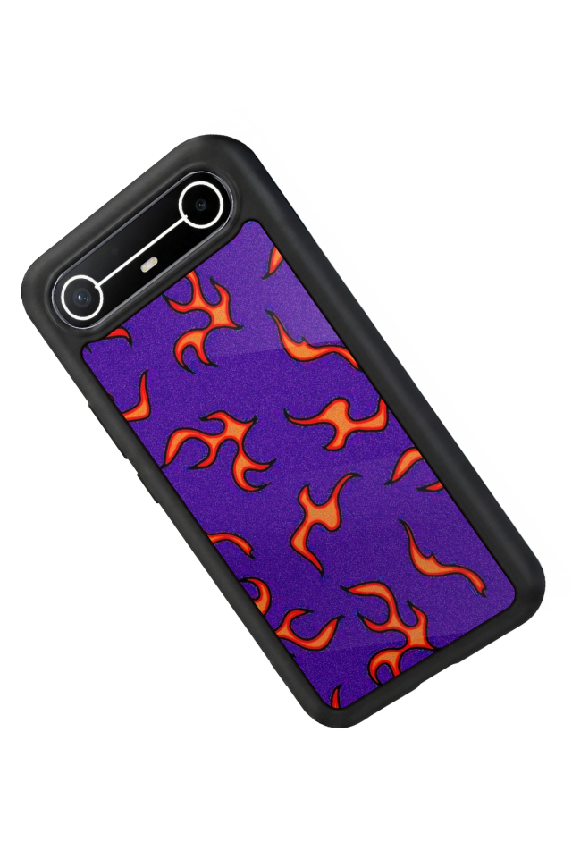Tecno Spark Slim 5G Uyumlu Retro Flame Patterns Tasarımlı Glossy Premium Kılıf