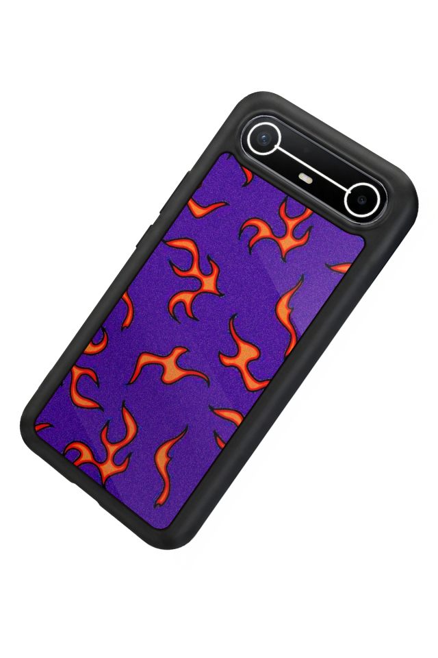 Tecno Spark Slim 5G Uyumlu Retro Flame Patterns Tasarımlı Glossy Premium Kılıf