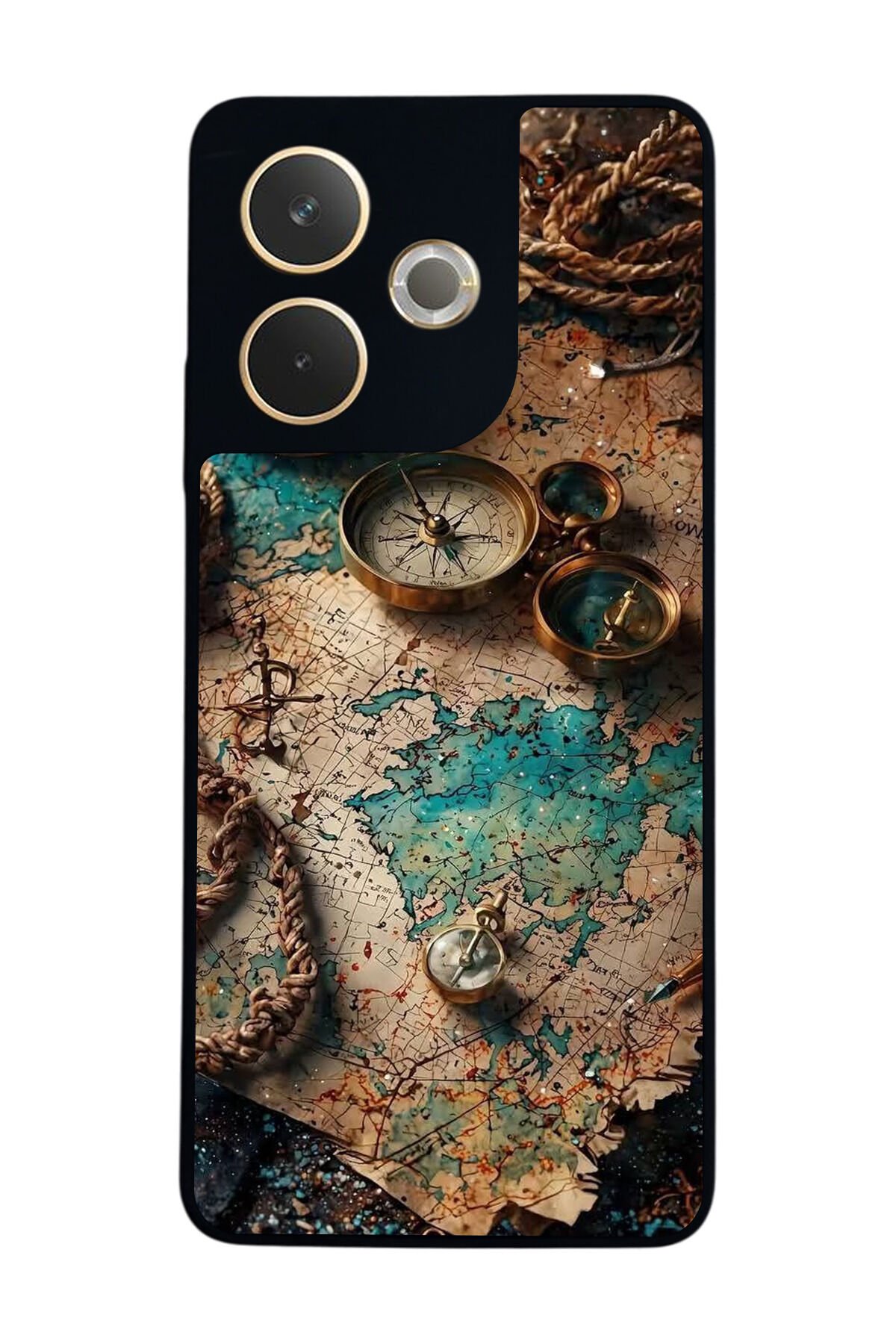 Oppo A5 Pro Uyumlu Harita Tasarımlı Glossy Premium Kılıf