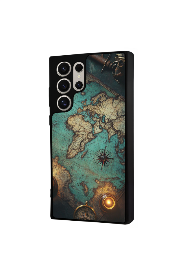 Samsung Galaxy S23 Ultra Uyumlu Harita Tasarımlı Glossy Premium Kılıf