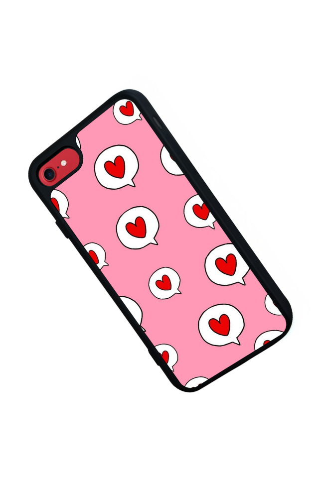 iPhone SE Uyumlu Kalp Love Tasarımlı Glossy Premium Kılıf