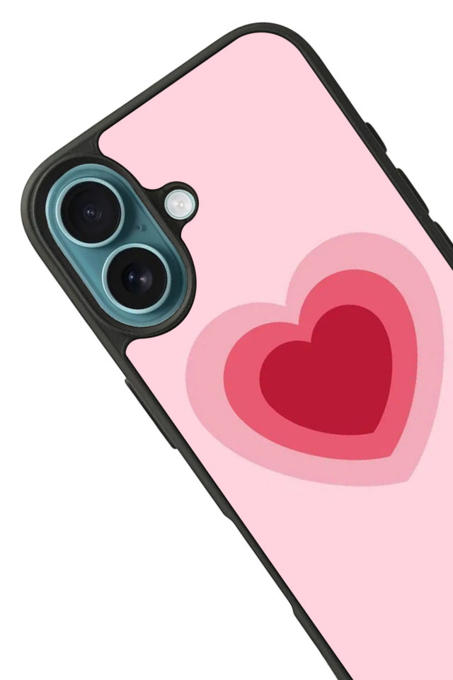 iPhone 16 Plus Uyumlu Kalp Love Tasarımlı Glossy Premium Kılıf