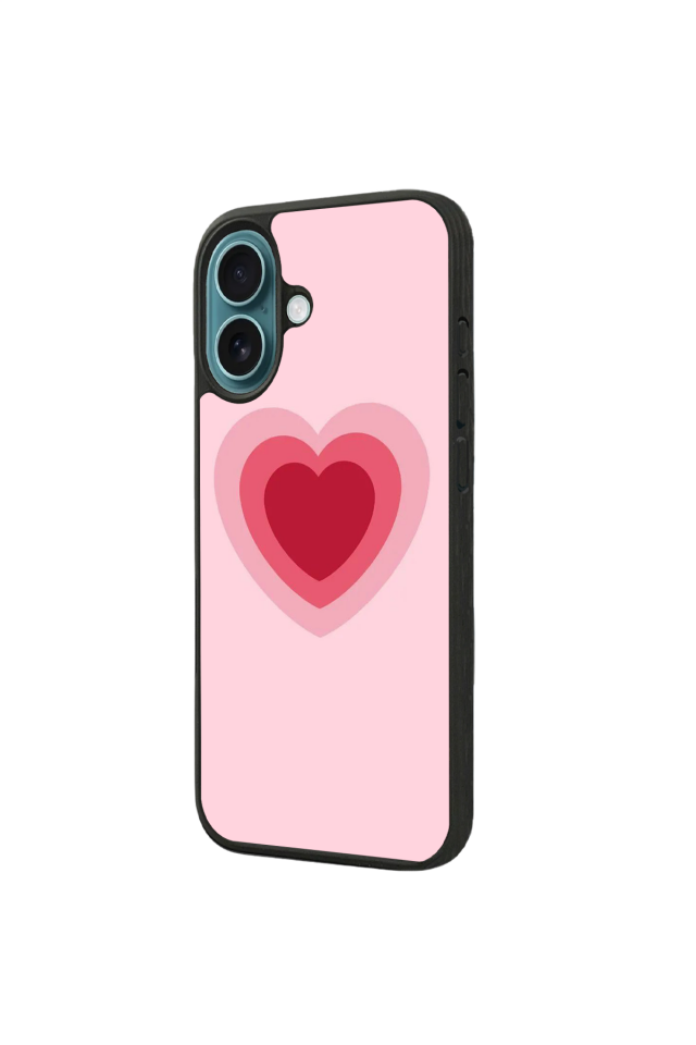 iPhone 16 Plus Uyumlu Kalp Love Tasarımlı Glossy Premium Kılıf