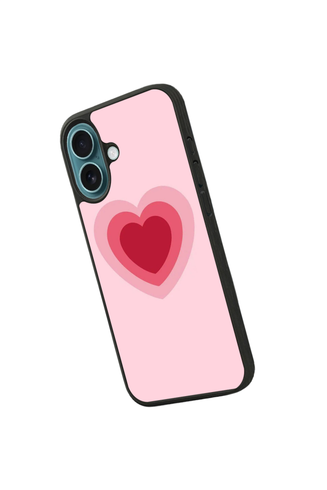 iPhone 16 Plus Uyumlu Kalp Love Tasarımlı Glossy Premium Kılıf