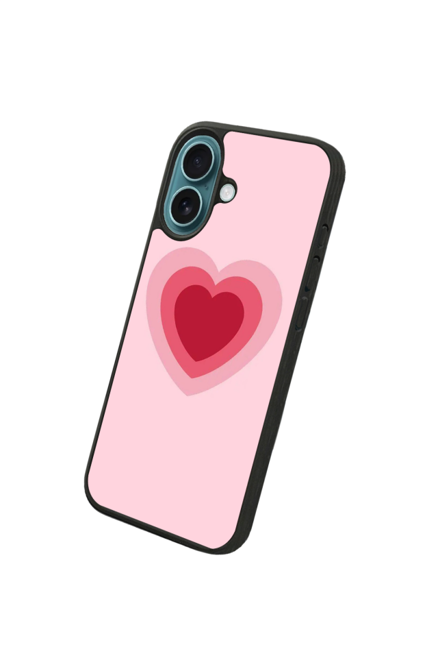 iPhone 16 Plus Uyumlu Kalp Love Tasarımlı Glossy Premium Kılıf