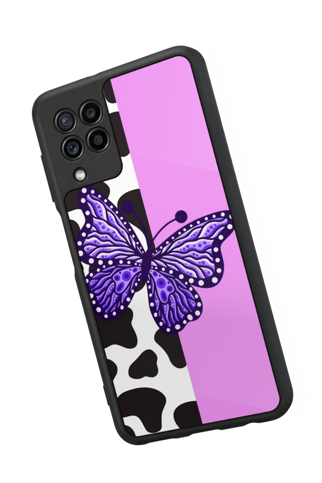 Samsung Galaxy M32 Uyumlu Kelebek Tasarımlı Glossy Premium Kılıf