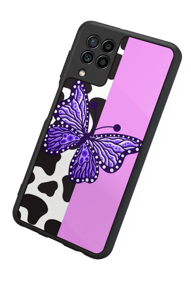 Samsung Galaxy M32 Uyumlu Kelebek Tasarımlı Glossy Premium Kılıf